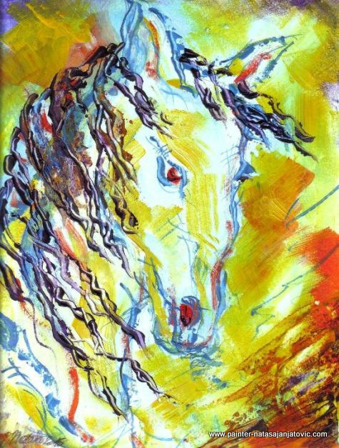 GLAVA KONJA/HORSE HEAD, akrilik na specijalnom papiru/acrylic on special paper, 22,50x28,50 cm 